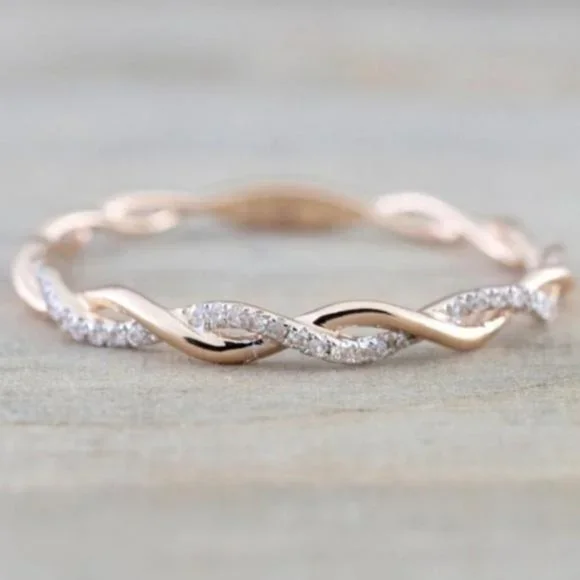 NEW 18K ROSE GOLD DIAMOND ETERNITY RING, CUTE RING, SHINY RING. - Picture 1 of 5